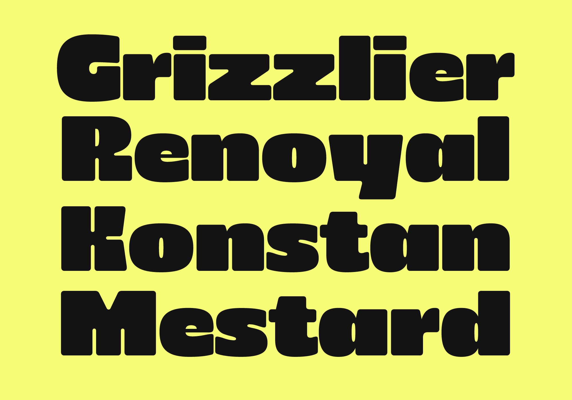 Bold black text reading 'Grizzlier Removal Honstam Mestard' on bright yellow