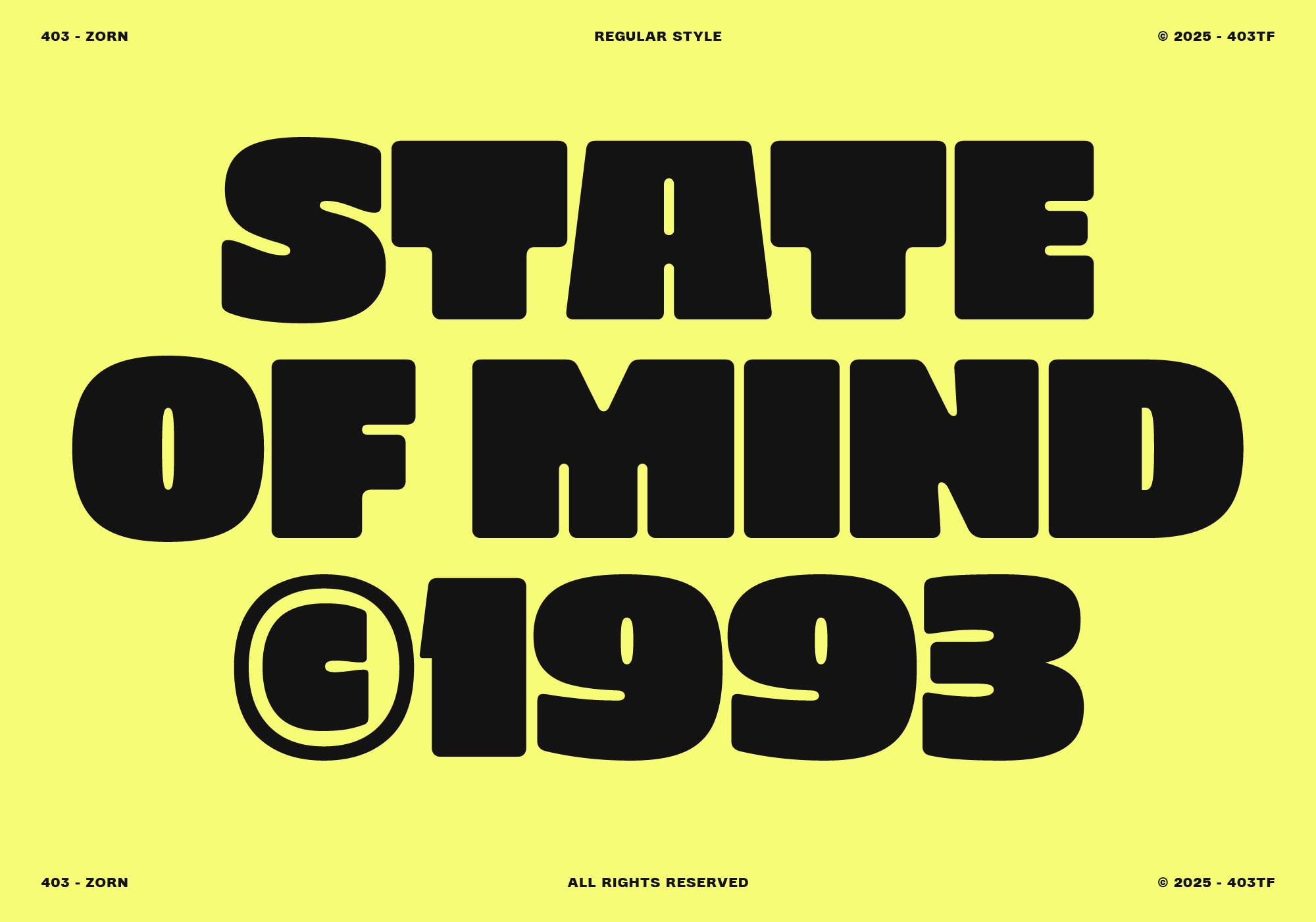 Bold black condensed typeface displaying statement text on bright yellow background
