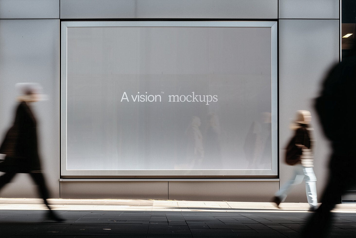 Empty street billboard on contemporary storefront with neutral tone