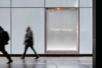 Street-level window mockup showing soft gradient with light ambient glow