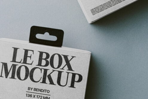 White box mockup with black hang tab single product display