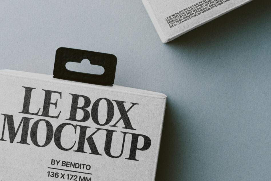 White box mockup with black hang tab single product display