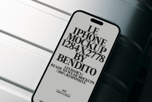 Cream phone screen showing serif text layout mockup on device