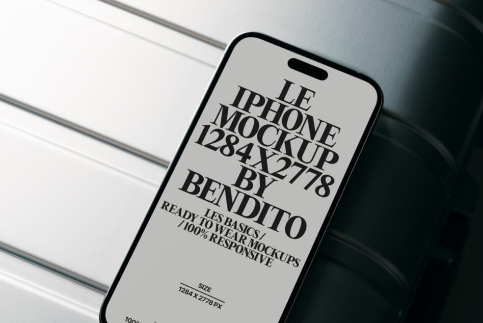 Cream phone screen showing serif text layout mockup on device