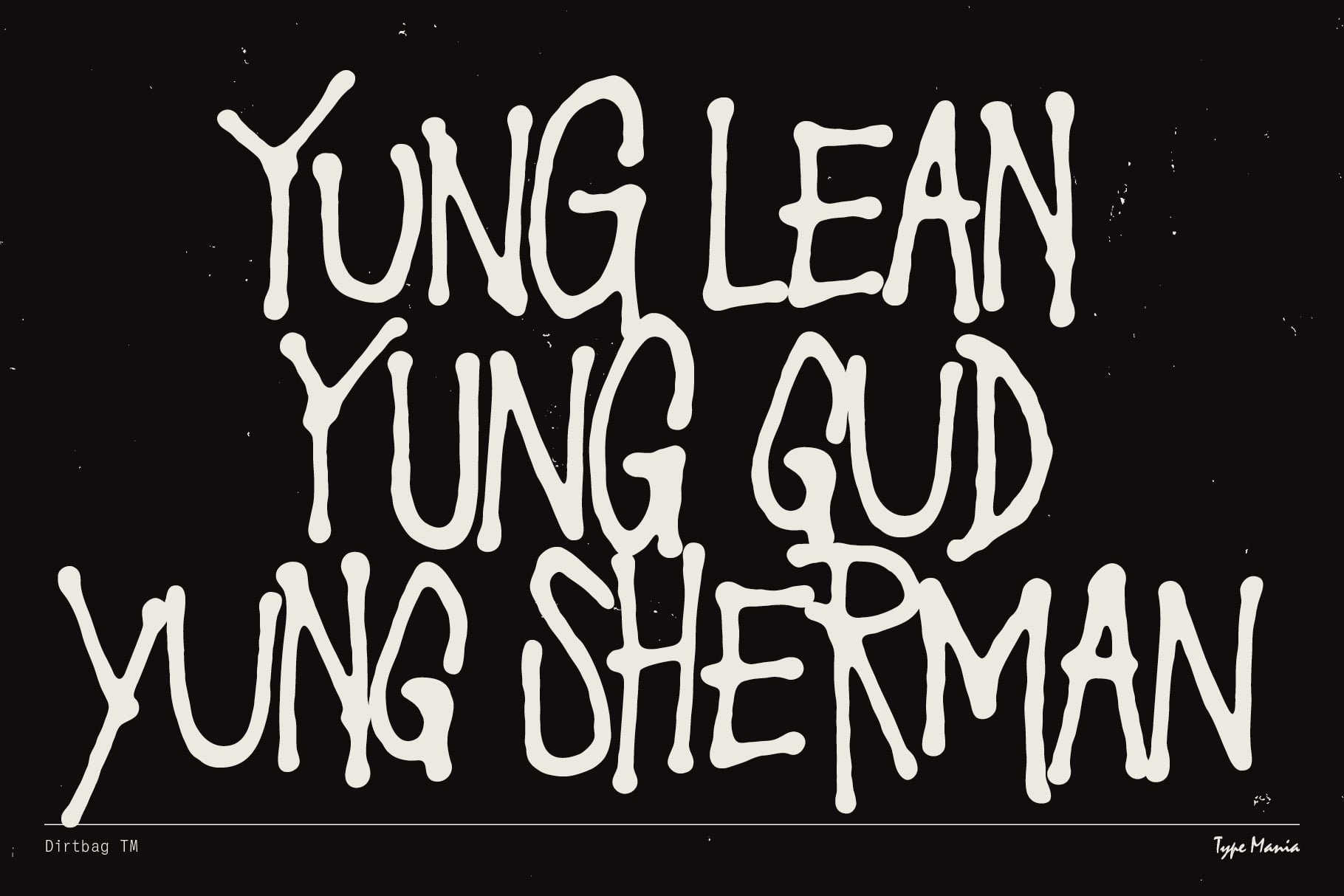 White organic letterforms spelling 'Yung Lean Yung God Yung Sherman' on black background