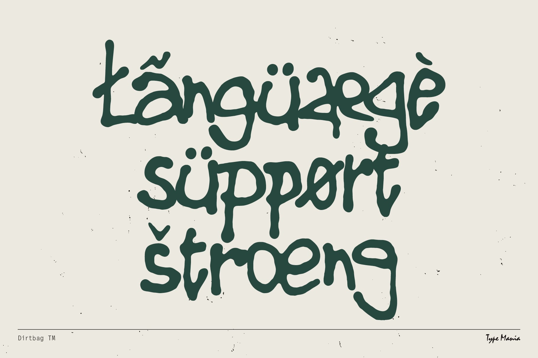 Dark teal handwritten text 'Language Support Strong' with spray texture on cream
