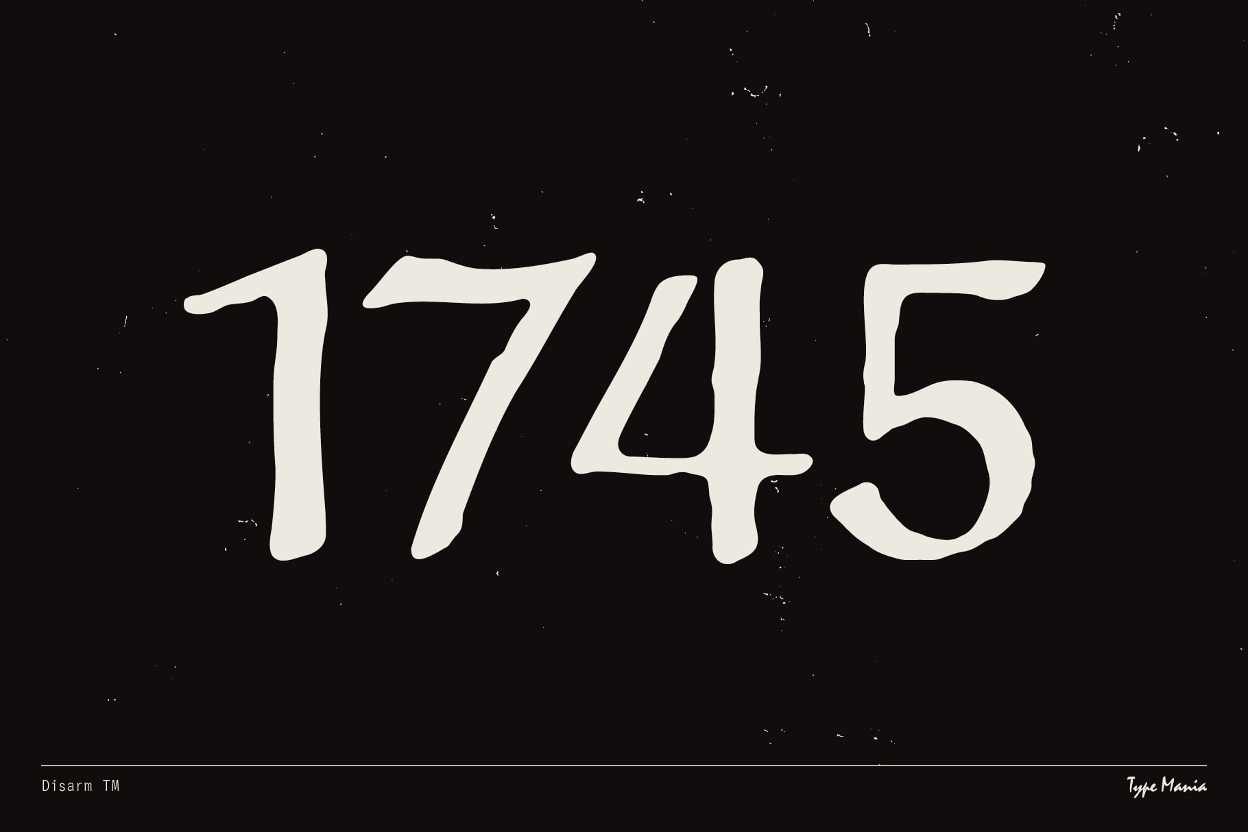 Large number 1745 in bold sans serif white on dark background