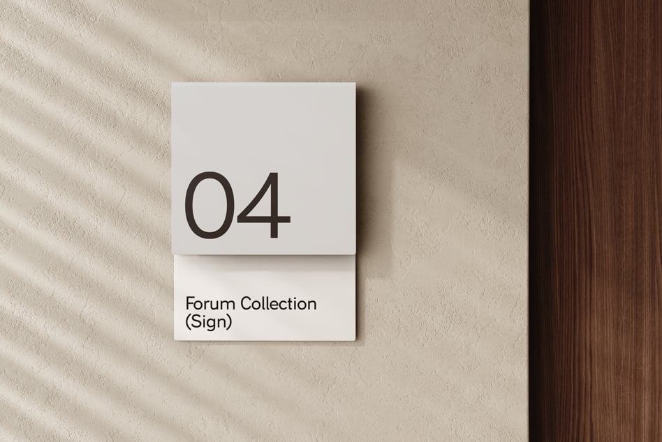 Clean white sign mockup displaying 04 on neutral textured background