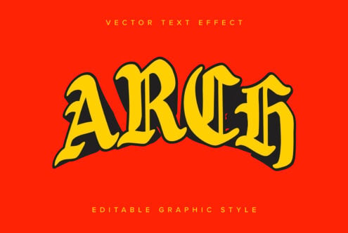 Editable graffiti effect showing yellow ALRIGHT text on red background