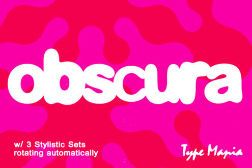 Rounded bubbly white text reading 'OwSofia' on hot pink gradient background with circular shapes