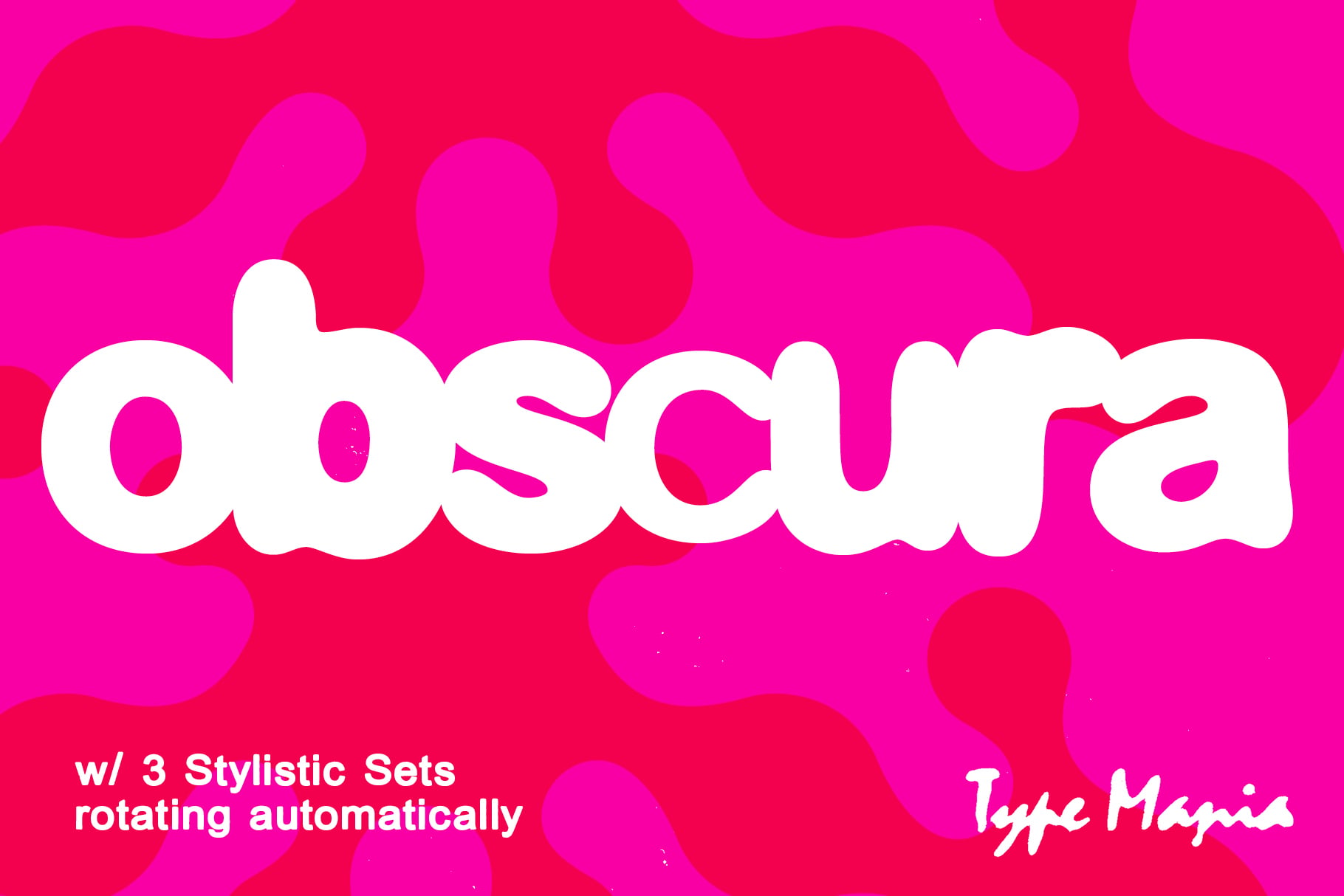 Rounded bubbly white text reading 'OwSofia' on hot pink gradient background with circular shapes