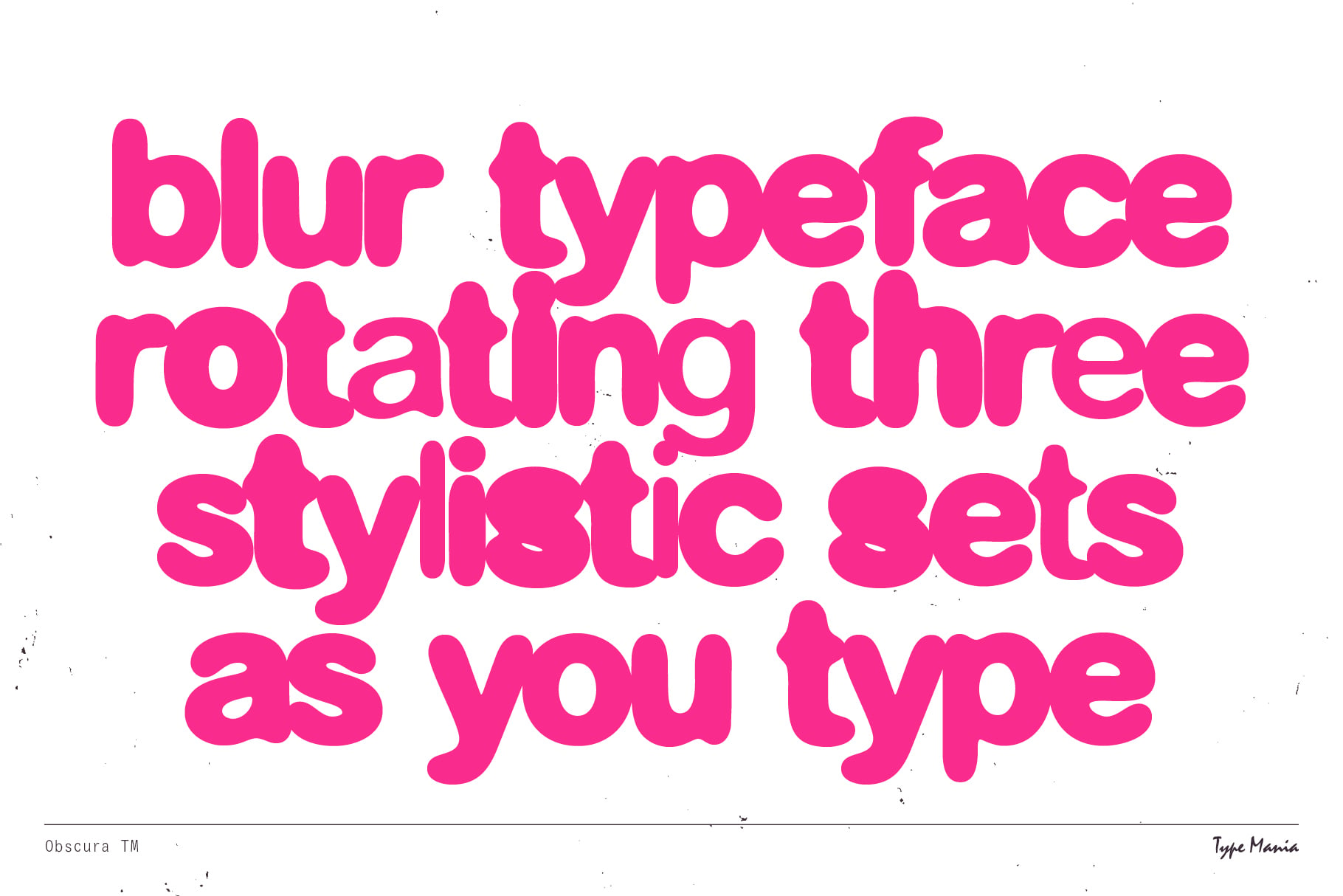 Blur typeface three rotating stylistic sets on white background