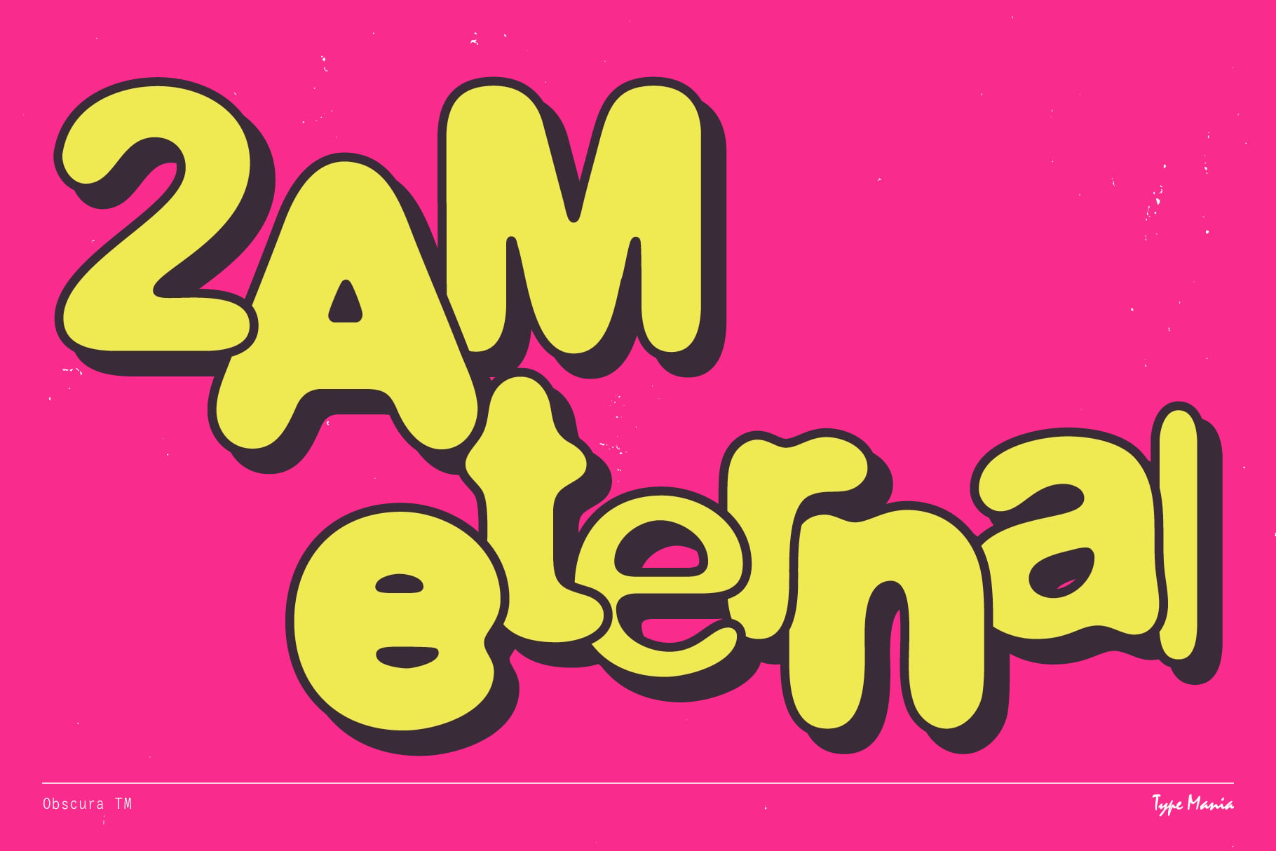 2AM Blend in yellow letters with black outline on hot pink