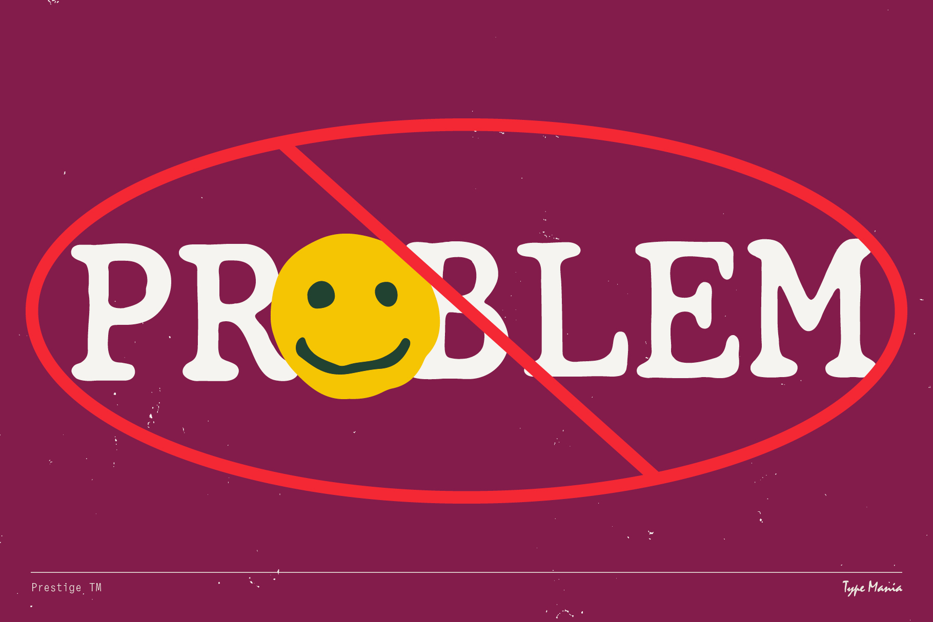 Word Problem with smiley face replacing O letter in red oval on burgundy