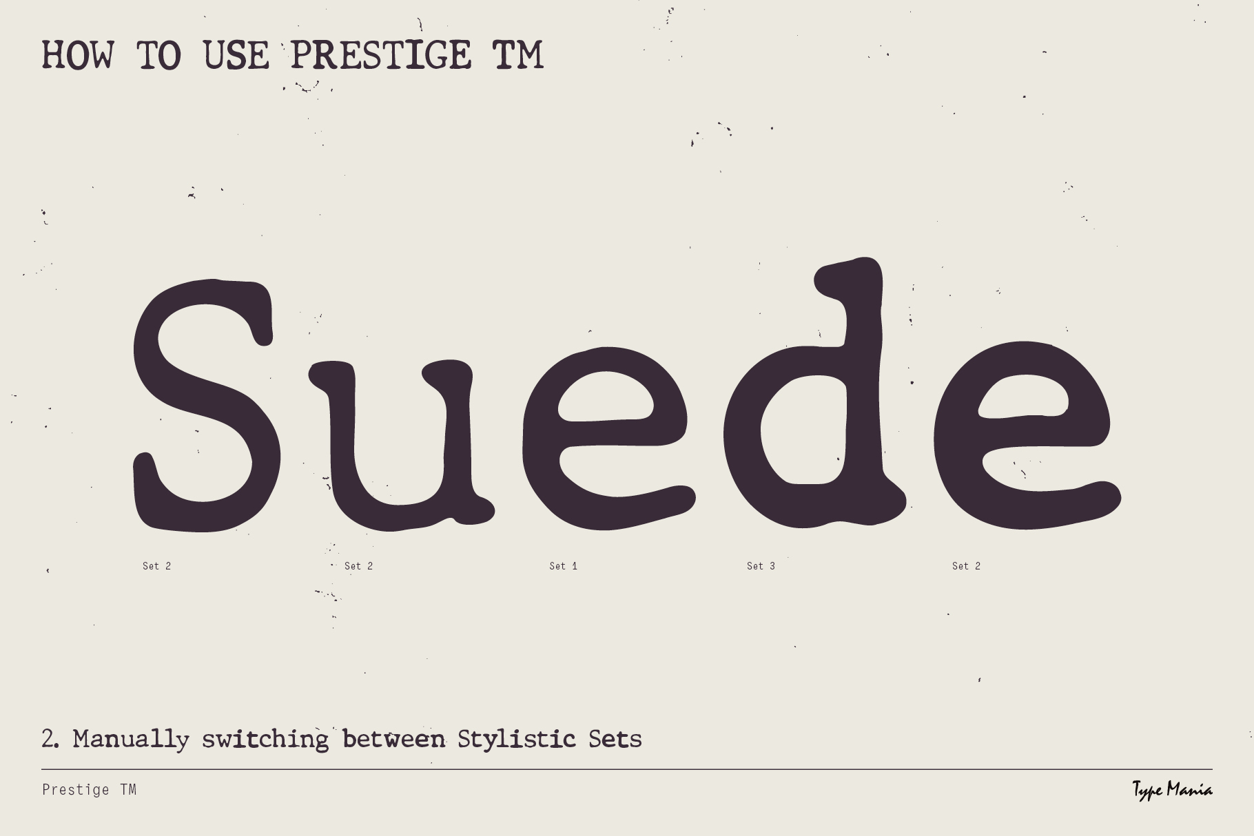 Tutorial showing Supreme text with manual stylistic set switching options