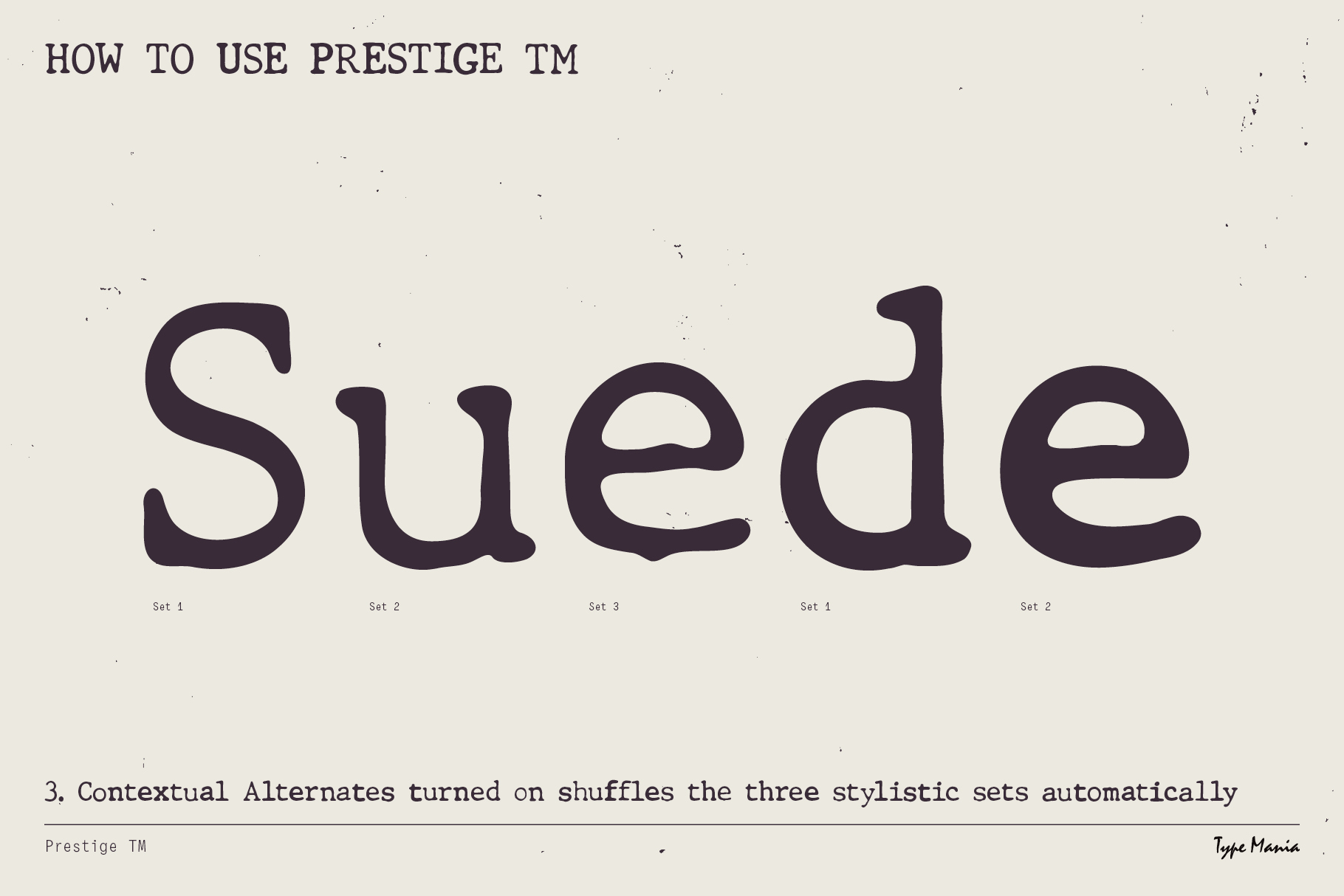 Type tutorial showing Supreme word with different stylistic sets labeled