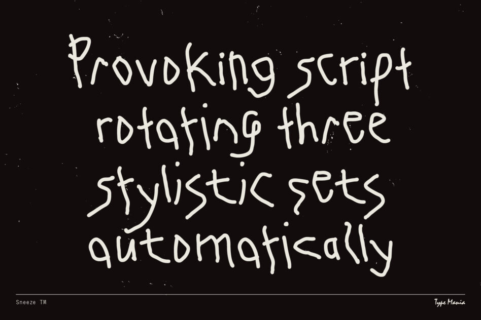 White handwritten text on black saying Provdking script rotating three stylistic sets automatically