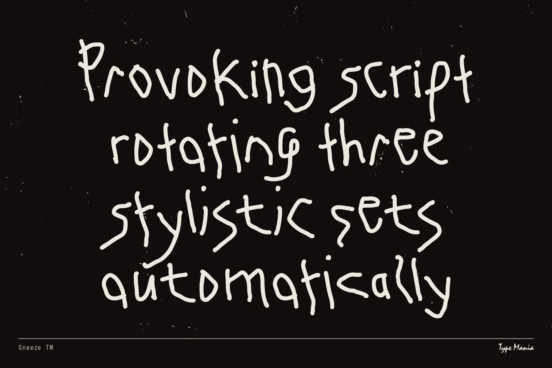 White handwritten text on black saying Provdking script rotating three stylistic sets automatically