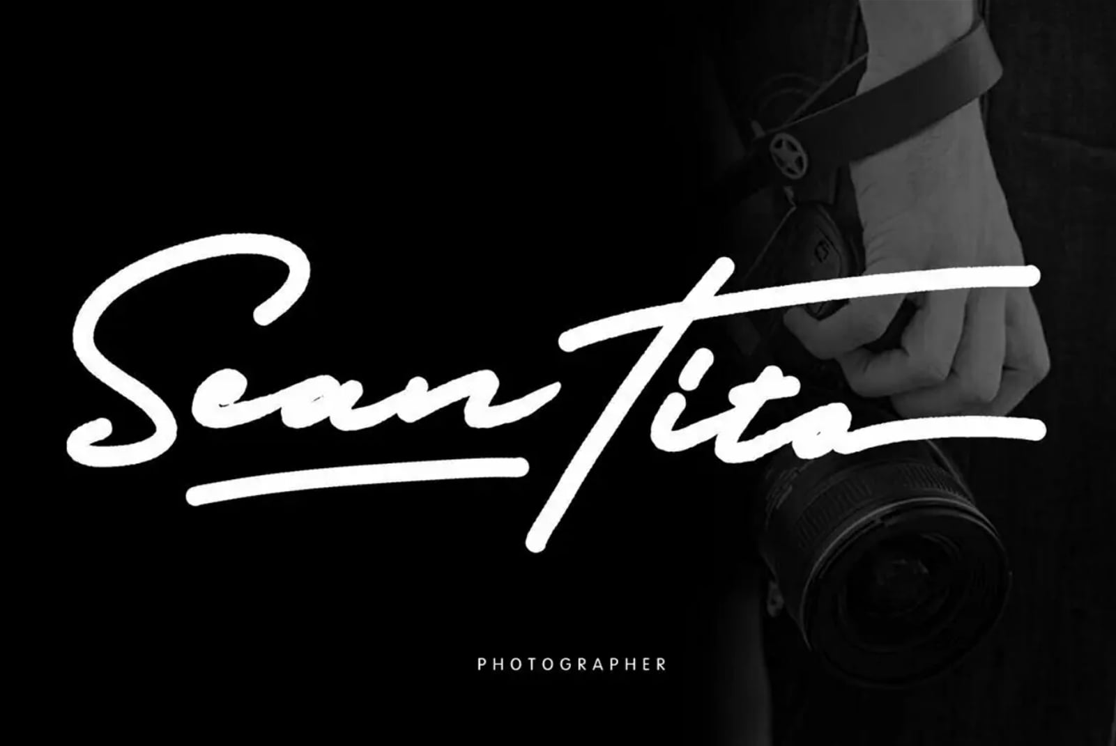 Sean Tita signature style over photographer holding camera equipment