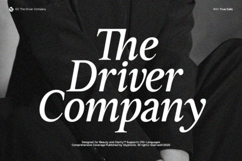Driver Company serif font display showing large elegant title text on dark cinematic background
