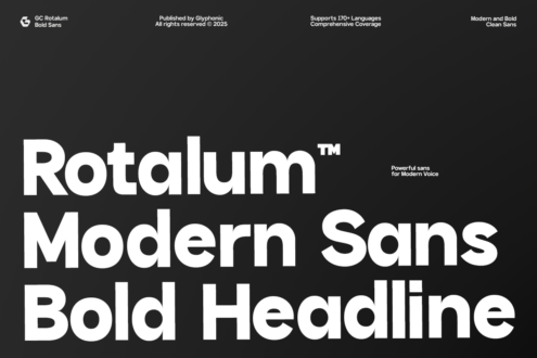 Rotalum Modern Sans Bold Headline typeface specimen in white on charcoal background