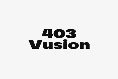 Bold serif font displaying 403 Vusion stacked on light background