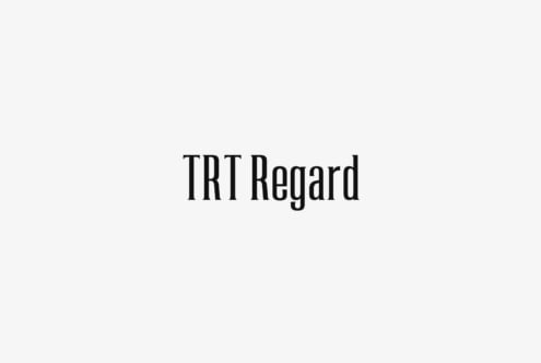 TRT Regard serif typeface centered on light background