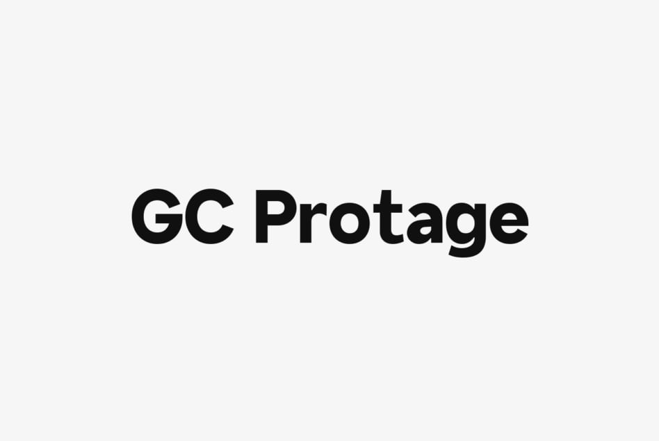 GC Protage font name displayed in heavy sans-serif capitals