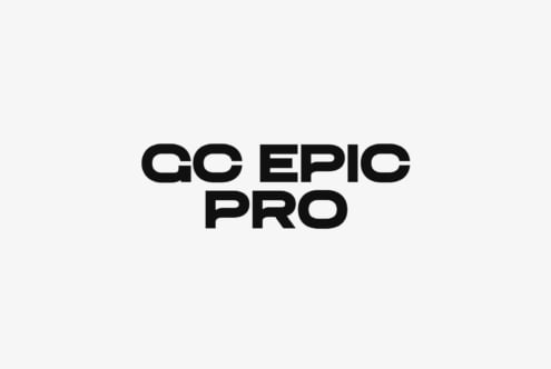 GC Epic Pro bold display typeface stacked layout