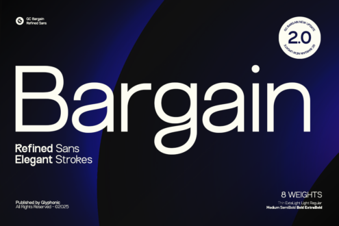 GC Bargain Refined Sans version 2.0 package cover with eight weights included