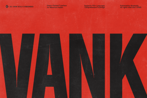 GG Vank Bold Condensed typeface display with oversized black letters on red background