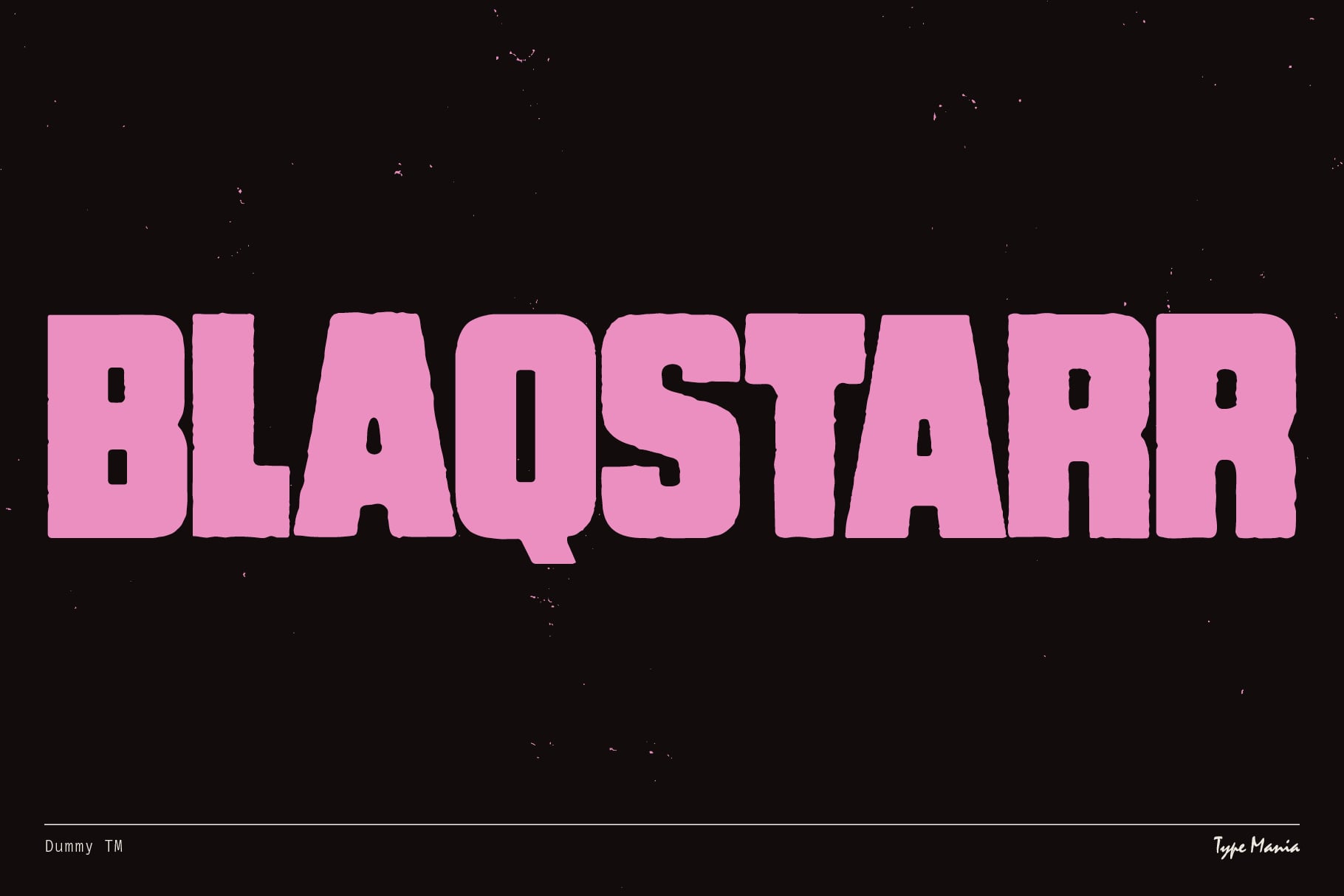 Blaqstarr typeface in solid pink with black cutout letters on dark background