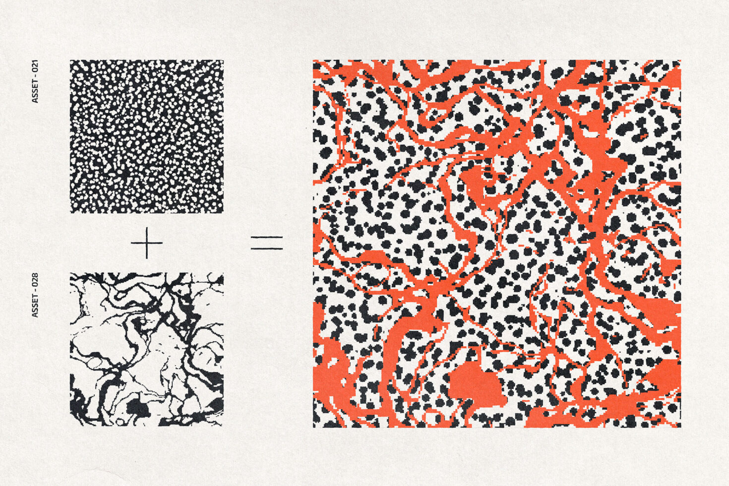 Dotted pattern plus branching pattern combines into mixed organic texture