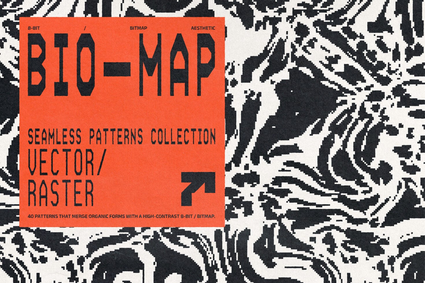 Orange red book cover showing bitmap aesthetic with high contrast black patterns