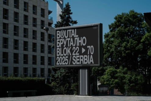 Modern billboard mockup showing Brutal Collection typography in minimalist layout style