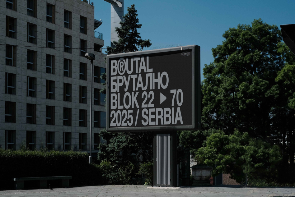Modern billboard mockup showing Brutal Collection typography in minimalist layout style