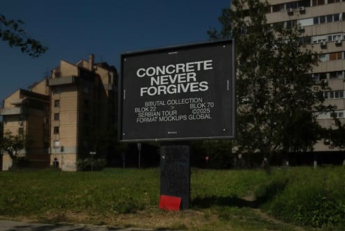 Outdoor billboard displaying Concrete Never Forgives text campaign