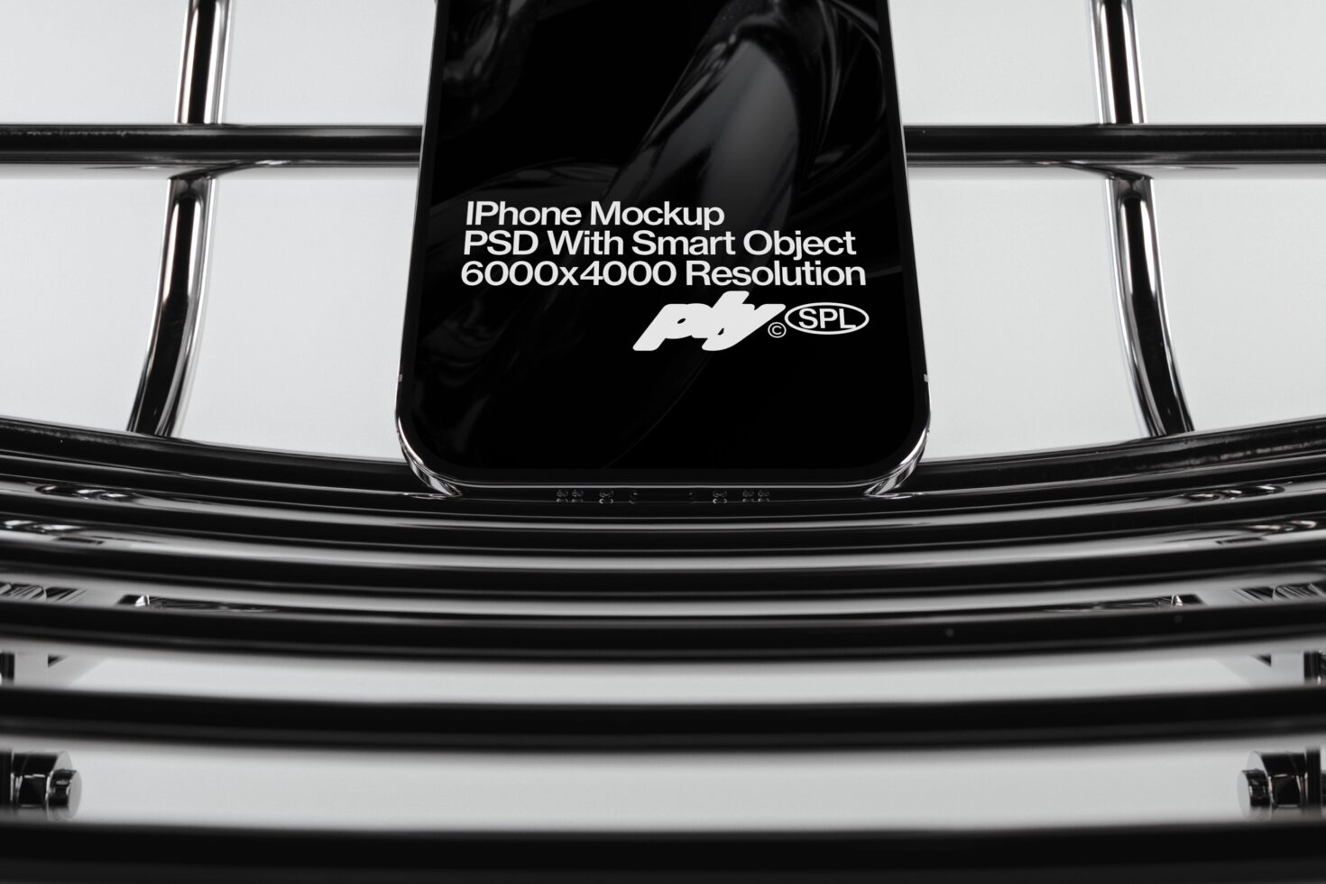 iPhone display mockup front-facing in minimal architectural setting
