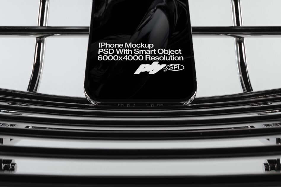 iPhone display mockup front-facing in minimal architectural setting