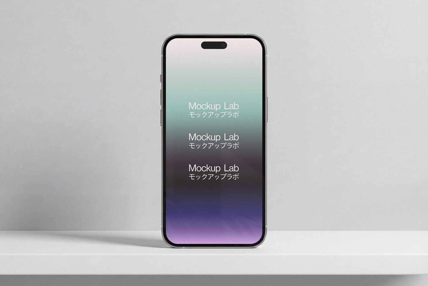 iPhone mockup with mountain landscape photo on screen
