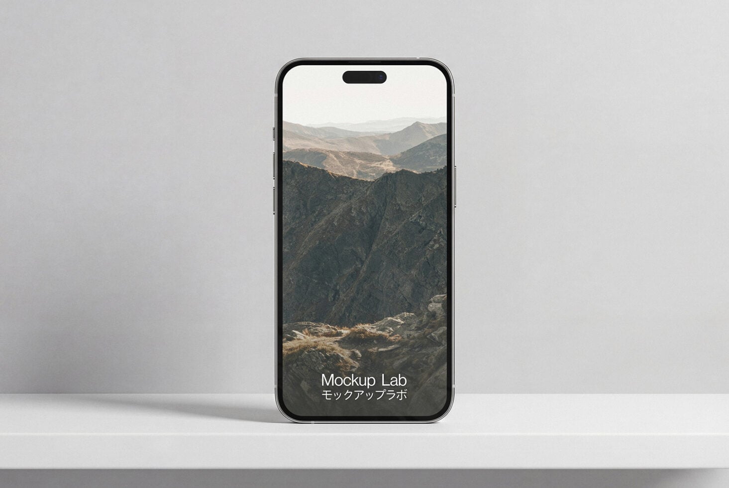 iPhone mockup showing stacked Mockup Lab text on gradient background