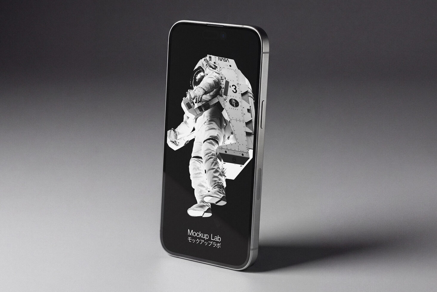 Phone screen showing astronaut in NASA suit against black background