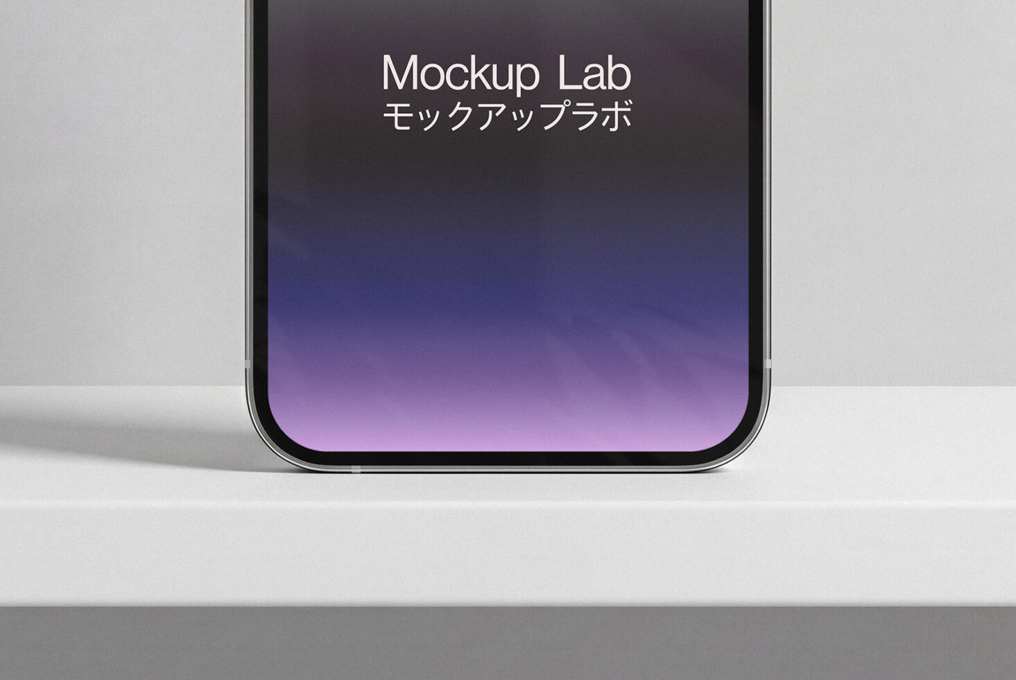 iPhone mockup with purple gradient displaying Mockup Lab text