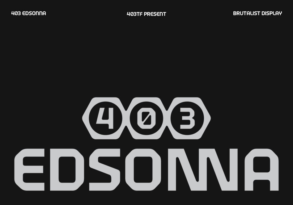 403 Edsonna logo in geometric hexagons with brutaliste display style