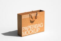 Kraft paper shopping bag mockup with twine handles