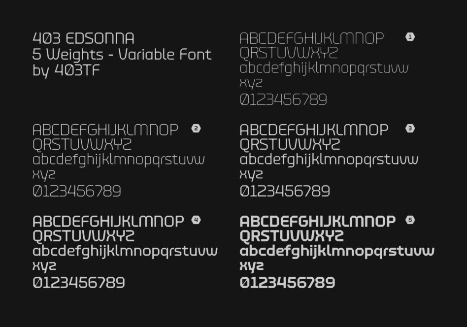 Edsonna variable font specimen displaying character set, numbers, lowercase letters