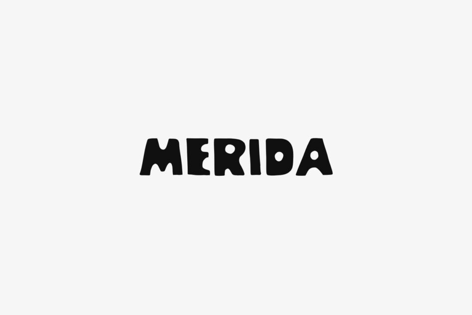 Bold black MERIDA text centered on clean light background mockup