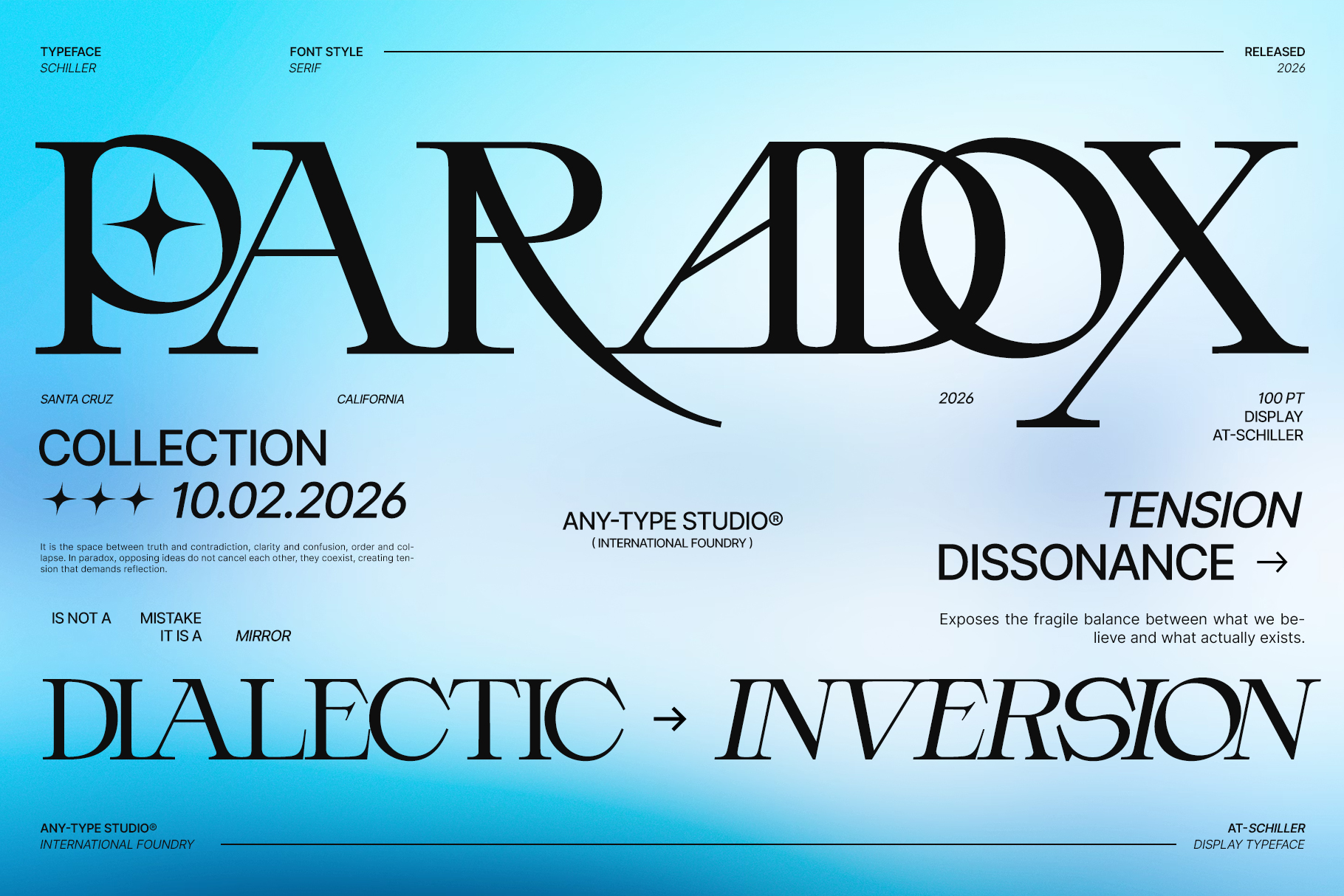 Paradox collection poster with serif type announcing Santa Cruz 2026 launch