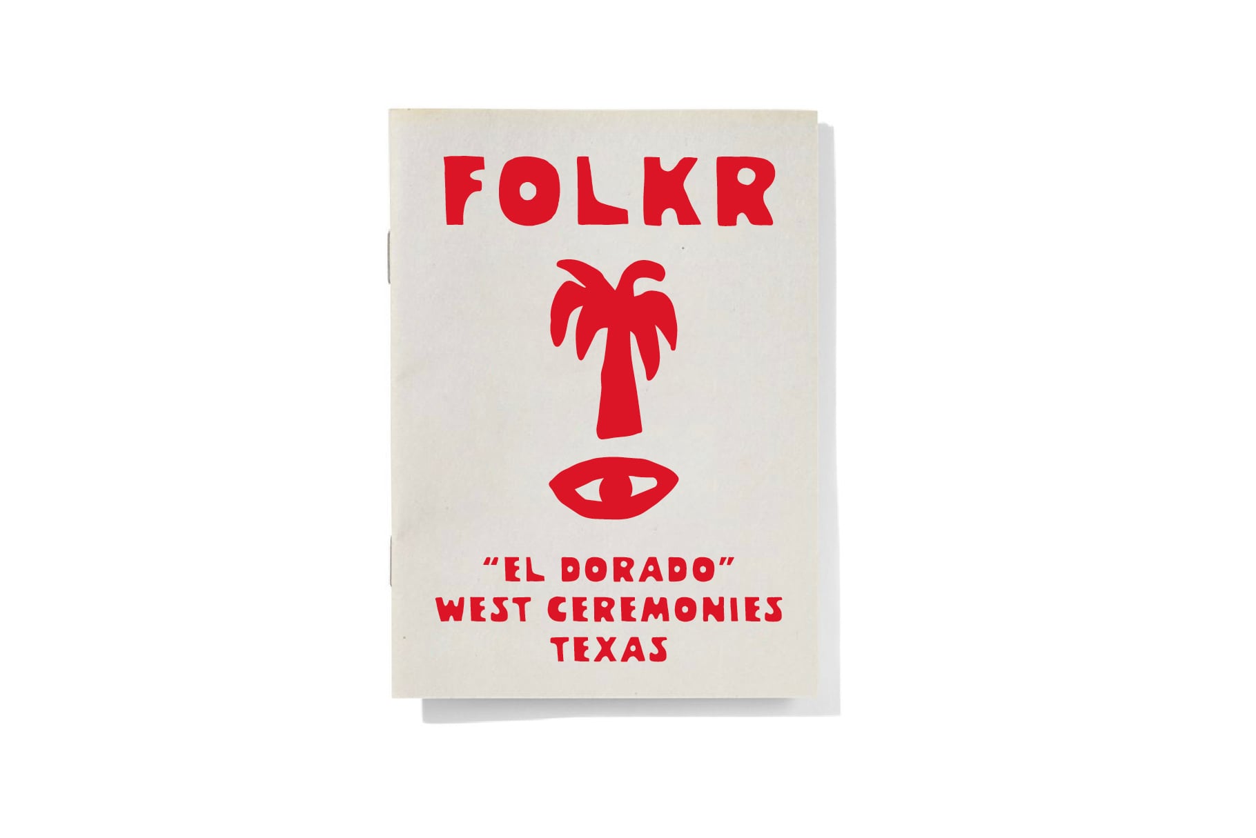 Folkr card with red palm tree icon on cream background for West Ceremonies