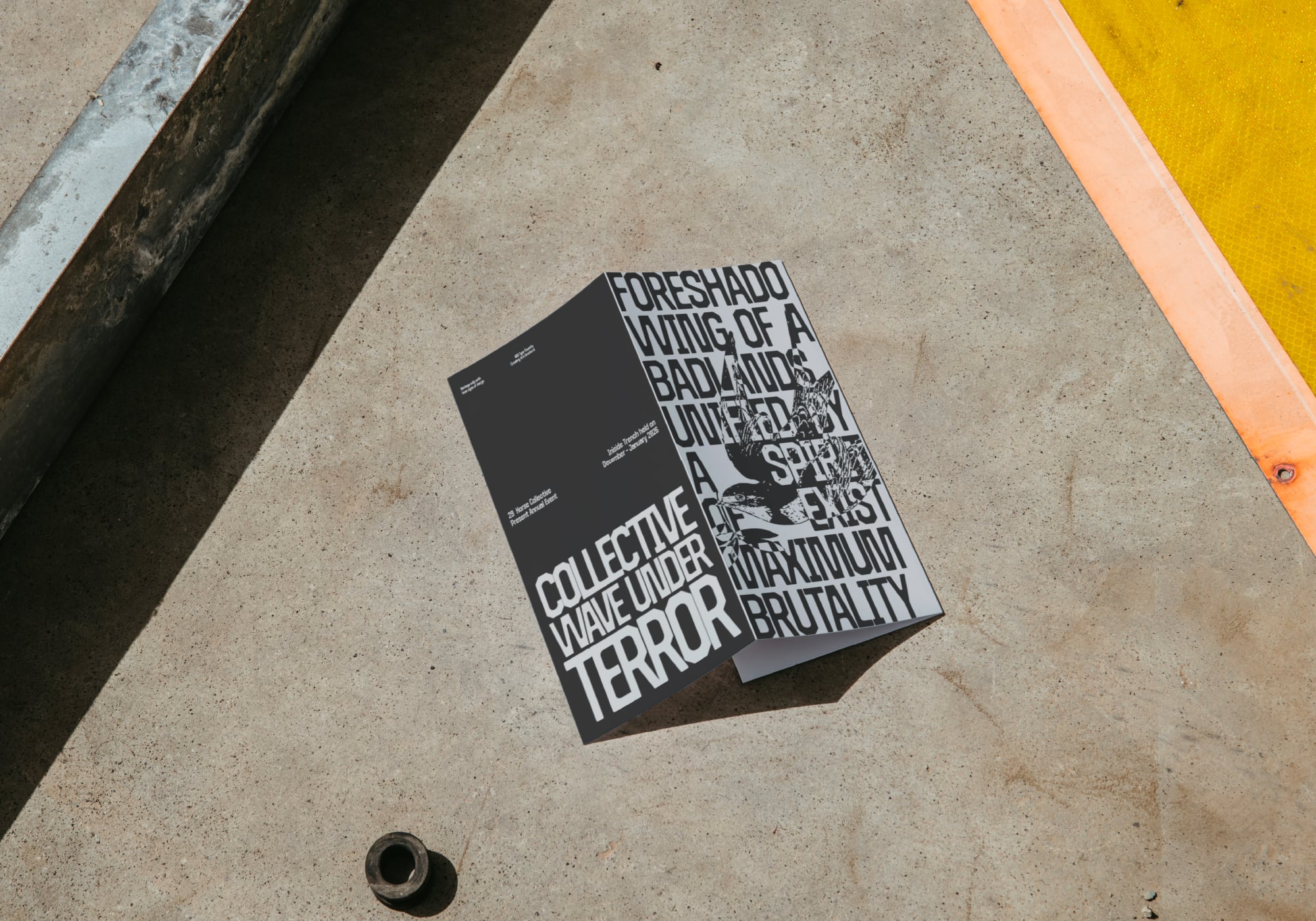 Black poster with white typography showing Edsonna font in use on concrete